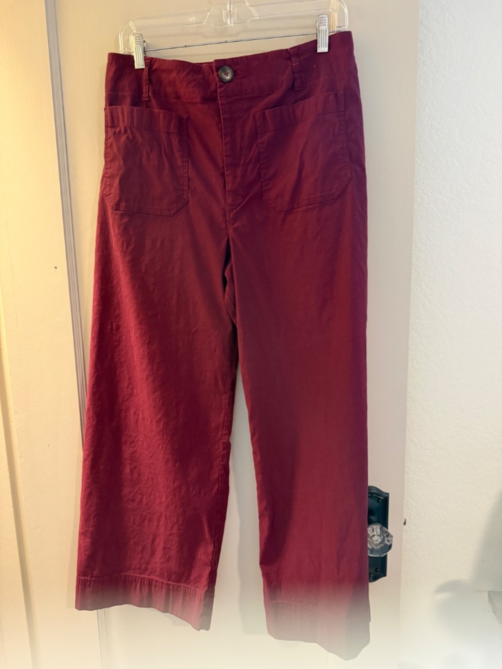 Maeve Colette cropped wide leg pant burgundy size 31